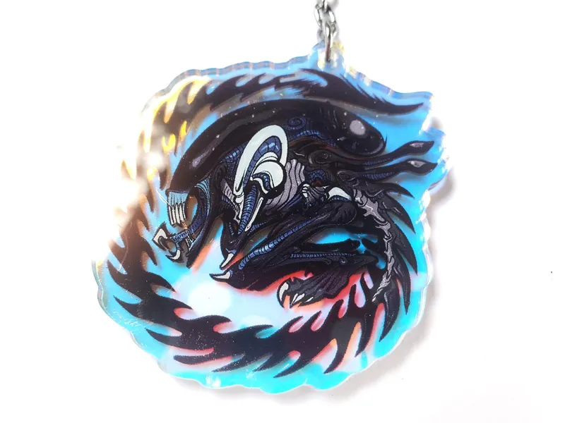 Xenomorph 2.5&quot; acrylic charms + stickers! holographic | iridescent