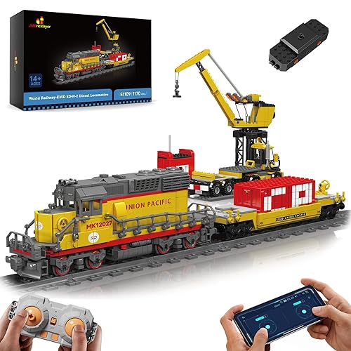 JMBricklayer Train Set 51109, Remote Control City Train Building Blocks Toy with Train Tracks, EMD SD40-2 Diesel Locomotive STEM Train Model Kit for Kids and Adults, Gifts for Boys, Girls
