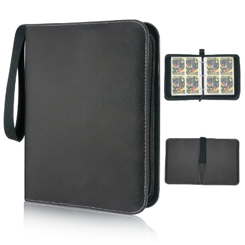 Trading Card Binder 4 Pocket, Biupky Card Binder for Game Cards with 50 Removable Sleeves, 400 Pockets Zipper Card Binder Holder, Trading Card Case for Baseball and Football Cards for Boys Girls - 