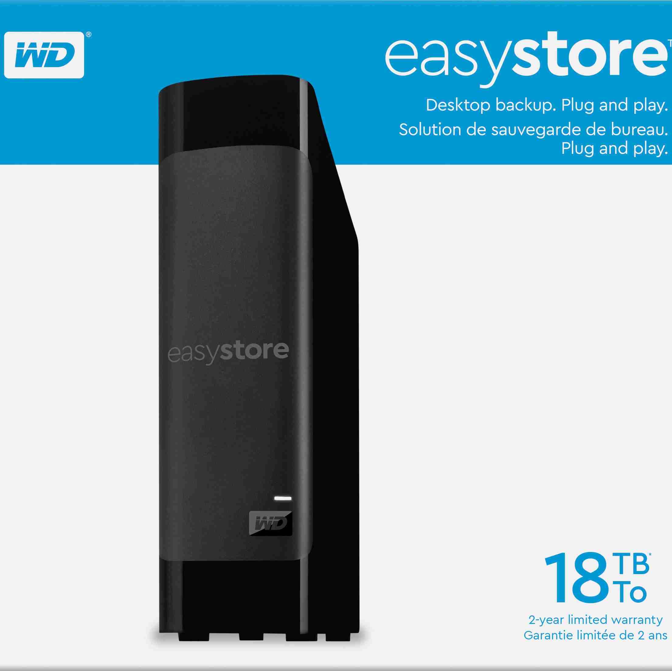 WD - easystore 18TB External USB 3.0 Hard Drive - Black
