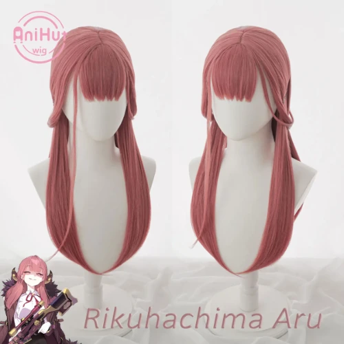 【AniHut】Rikuhachima Aru RED 65cm Cosplay Wig Blue Archive Straight Heat Resistant Synthetic Hair Rikuhachima Aru Cosplay| |   - AliExpress