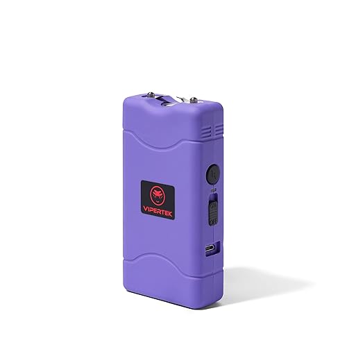 VIPERTEK VTS-880 Mini Stun Gun for Self Defense Rechargeable with LED Flashlight - PURPLE