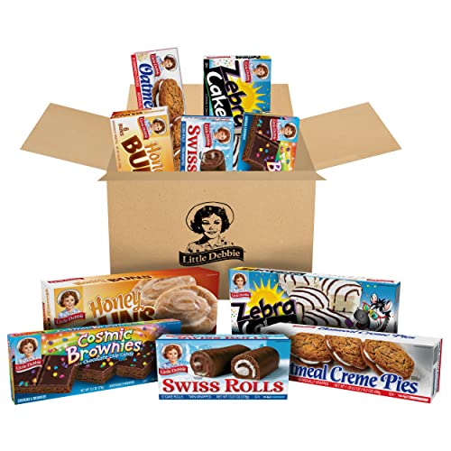 Little Debbie Variety Pack, Zebra Cakes, Cosmic Brownies, Honey Buns, Oatmeal Creme Pies, and Swiss Rolls (1 Box Each)t, 0.67 Ounce (Pack of 60)