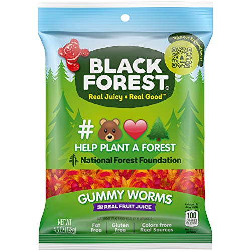 Black Forest Gummy Worms Candy, 4.51 oz - Apple, cherry, lemon, orange and pineapple - 4.5 Ounce (Pack of 1)
