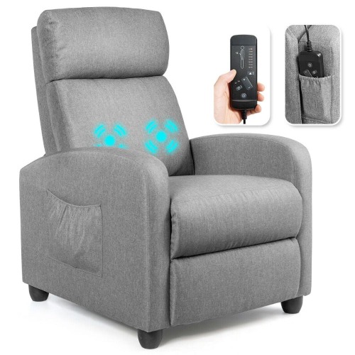 Reclining Massage Sofa Fabric Chair - Gray