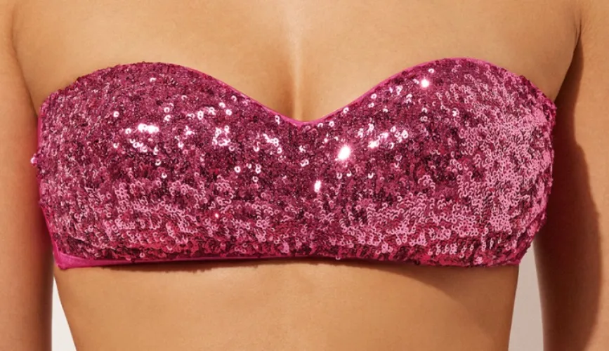 Padded Bandeau Swimsuit Top Surface Royal