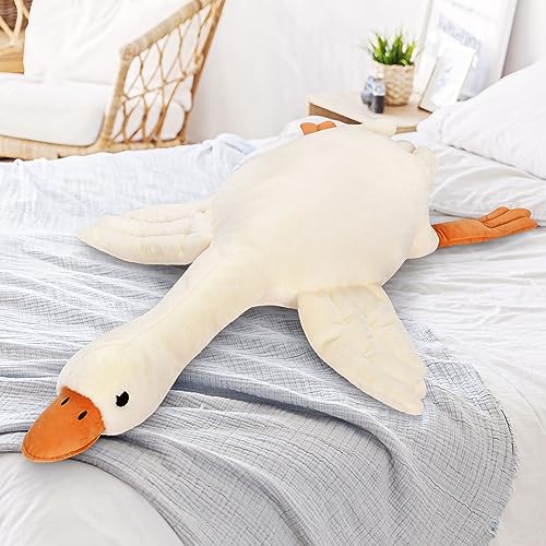 Qicpi 60" Goose Stuffed Animal Weighted Plush Toy White Swan Throw Soft Plush Sleeping Pillow Stuffed Animal Toys for Kids Gifts - 60 Inch
