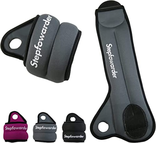 Stepfowarder 0.5 kg - 1.5 kg Gewichtsmanschetten Paar für Handgelenk mit Daumenschlaufe, 3 Farben Laufgewichte für Handgelenke - 2 * 1.0KG - Grau
