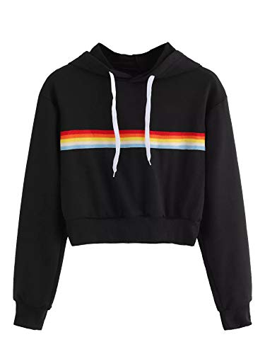 Rainbow Stripe Crop Top Hoodie