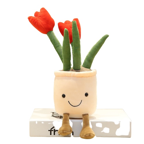 Bubbly Tulip Flower Pot Plush (5 Colors) - 13″ / 35cm / Red
