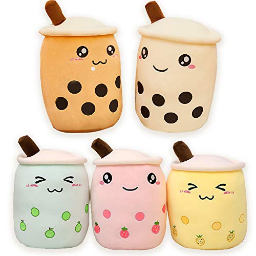 AMOZO Cute Cartoon Boba Milk Tea Soft Plush Doll, Giant Boba Bubble Plushie Stuffed Tea Cup Pillow Gift Toys(Coffee,24cm) - Coffee - 24cm