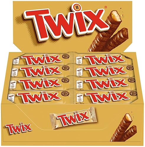 Twix - Barrita De Galleta Y Caramelo Cubierta De Chocolate, Paquete con 32 unidades (32x50g)