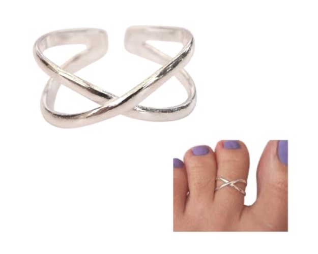 MiYa Jewelry Handmade Criss-Cross X Toe Ring, 925 Sterling Silver - Adjustable, Non Tarnish, Dainty, Open Toe, Pinky, or Knuckle Rings for Women (Sterling Silver - Criss Cross (081)) - Sterling Silver - Criss Cross (081)