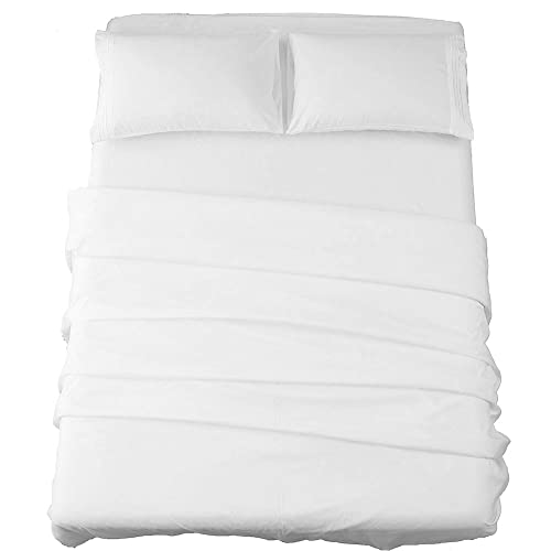 SONORO KATE Bed Sheet Set Super Soft Microfiber 1800 Thread Count Luxury Egyptian Sheets 16-Inch Deep Pocket Wrinkle -4 Piece(Queen White) - White - Queen