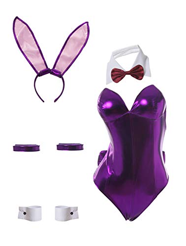CR ROLECOS Womens Bunny Costume Mai Sakurajima Bunny Suit Bunny Ears Bodysuit - Small - Purple