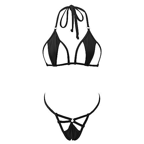 SHERRYLO Micro Bikini Sexy Mini Bikinis Slutty Exotic Bathing Suit for Women Women's Swimsuit - One Size - Black