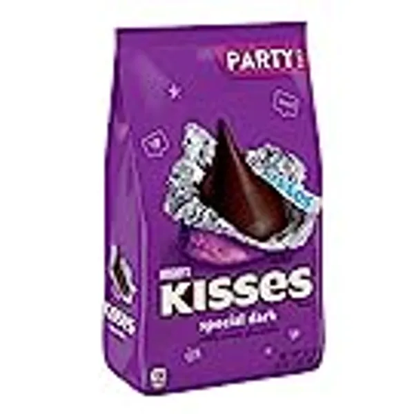 HERSHEY'S KISSES SPECIAL DARK Mildly Sweet Chocolate Purple Foil, Individually Wrapped, Candy Bulk Party Pack, 32.1 oz