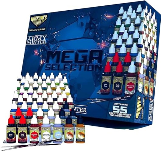 Wargames Delivered The Army Painter 55 Acrylic Paint Set Miniature Painting Kit with 4 Brushes - Model Paints for Plastic Models - Model Paint Set with Mixing Balls & Bottles - 164 Piece Set