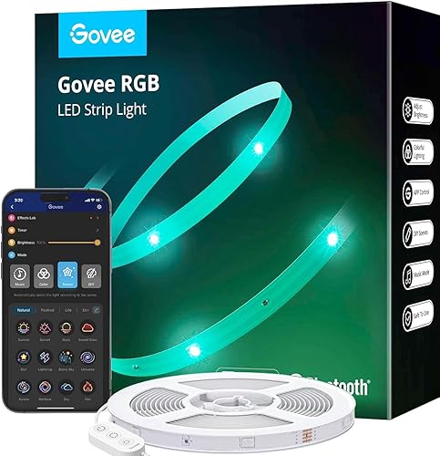 Govee LED Light 15M, Bluetooth LED Strip Lights App Control, 64 Scenes and Music Sync Lights for Bedroom, Room, DIY Home Decoration, 1 Roll of 15M - 15M