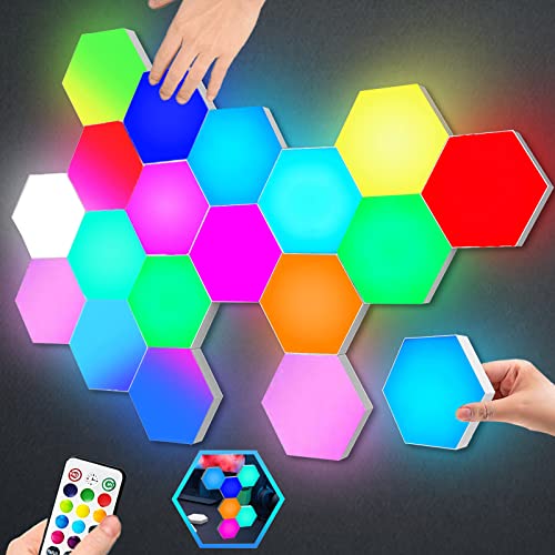 Throne Sweet Shayna Hexagon Lights with Remote Control Smart LED Wall Light Panels Touch Sensitive RGB Gaming Night Lights Mood Lighting DIY Geometry Splicing Module for Gaming Room Bedroom Party Stre...