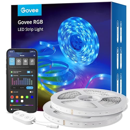 Govee LED Strip Lights, Smart WiFi APP Control RGB Colour Changing Music Sync Strips Lights for Home Kitchen Bedroom TV ChristmasParty, Works with Alexa, Google Assistant, 2 Rolls of 5m - 10M