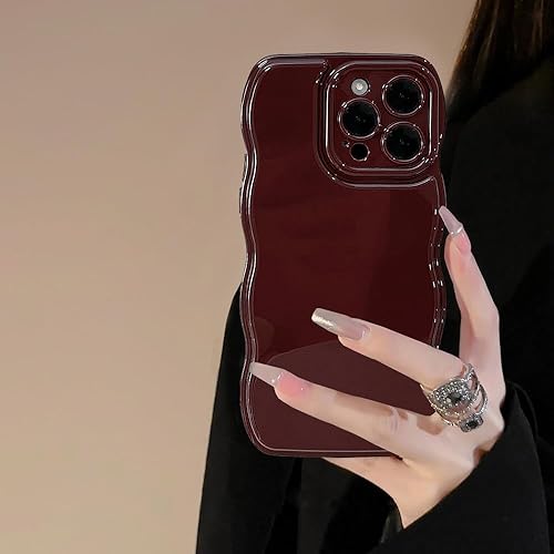 FABSPARK Phone Case for iPhone 14 Pro Max Case,Simple Wave Design Wavy Frame Soft Silicone Aesthetic Phone Case for iPhone 14 Pro Max Phone Case,Wine Red - Wine Red - iPhone 14 Pro Max
