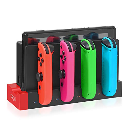 Charging Dock Station for Joycon Nintendo Switch & OLED - Charges Up To 4 Controllers, Compatible with Switch and Switch OLED Model - Black