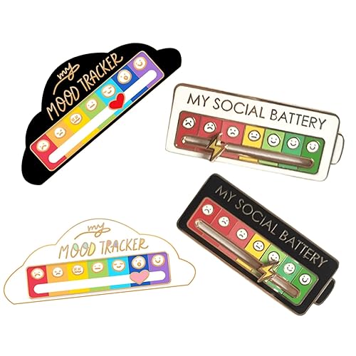 Battery mood found - My Battery mood Creative Lapel Pin, Fun Enamel Emotional Pin 14 Days A Week - Cloud+Battery-4pcs