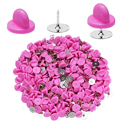 400pcs PVC Rubber Pin Backs Heliltd Butterfly Clutch Pins Tie Tacks Blank Pins for Uniform Badges Backing Holder Clasp Lapel Pin Enamel Pins(200 Sets) - black