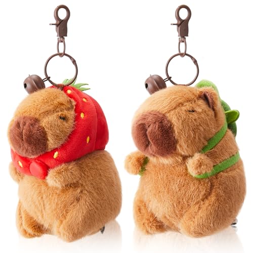 Simgoing 2 Pcs Capybara Plush Keychain Toy Realistic Capybara Stuffed Animals Toy Capybara Pendant for Backpack Birthday Gift - Cute