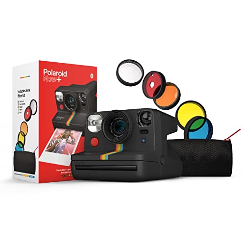 Polaroid Now+ Black (9061) - Bluetooth Connected I-Type Instant Film Camera with Bonus Lens Filter Set - Filter Set - Camera - Black