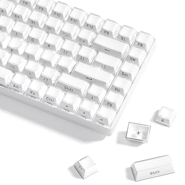 Womier Keycaps - Crystal Jelly Keycaps 60 65 75 100 Percent, Side Printed Keycaps, Custom Keyboard Keycaps 113 Keys, OEM Profile Cute Keycaps for 61/68/84/87/98/100 Cherry Gateron MX Mechanical, White