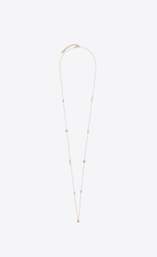 cassandre, heart and rhinestone long necklace in metal