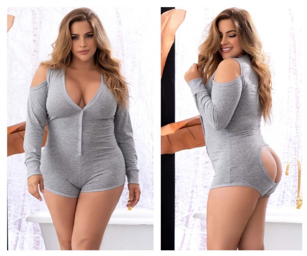 Mapale 7392X Long Sleeve Sleep Romper Color Gray - 1-2XL / Gray