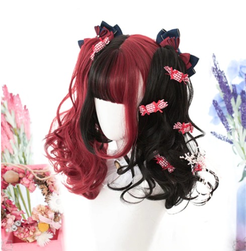 Black & Red Wig - Long Ponytail Wig