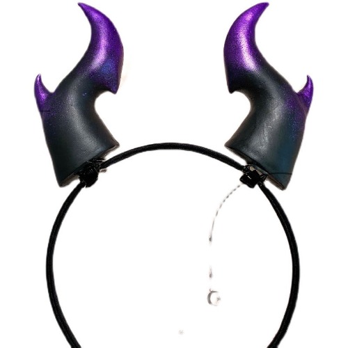 Handcrafted Lazy Demon Horn Hairclips - Purple Black