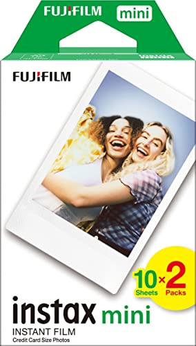 Fujifilm Instax Mini Brillo Película Fotográfica Instantánea, Blanco, 20 Count (Pack of 1) - (2 x 10 Hojas) - 20 shot,White border - Película fotográfica