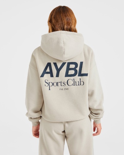 AYBL Sports Club Oversized Hoodie - Sand/Navy | S
